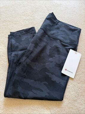 Lululemon Black Camo Wunder Train HR Crop
